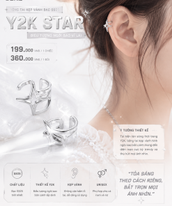 Bông Tai Kẹp Vành Bạc TiemBacGenZ "Y2K Star" – Biểu Tượng Ngôi Sao Vị Lai