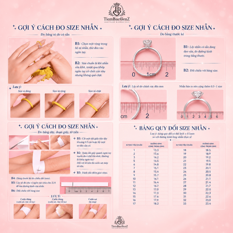 Hướng dẫn đo size nhẫn tại nhà bằng giấy và thước